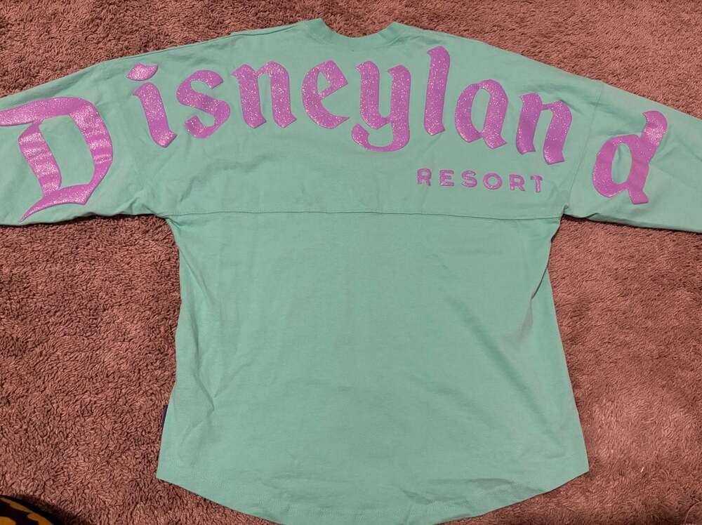 Disneyland Resort Spirit Jersey Mint Green with Purple Glitter Logo Small